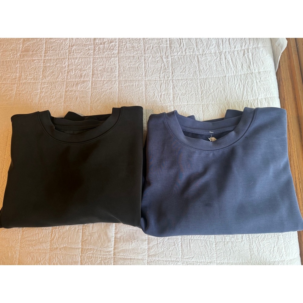 A New Day Sandwash Crewneck Sweatshirt Lot 2 Women Small Black Navy RN17730